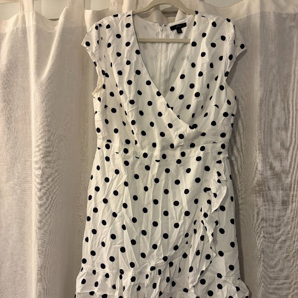 J. Crew - Silky Polka Dot Ruffle Short Dress